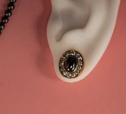 Pamono Hematite Costume Jewelry Necklace with Earrings, 1950s, Set of 3><noscript><img width=