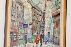 Online Pamono Hendrik Cornelis Kranenburg, Street View in Paris, 1960s, Oil on Panel, Framed