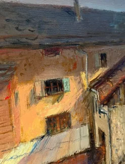 Pamono Henri Fehr, Rural Village, Oil on Canvas><noscript><img width=
