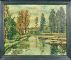 Hot Pamono Henri Joseph Pauwels, Wooded Landscape, 1966, Oil Painting, Framed