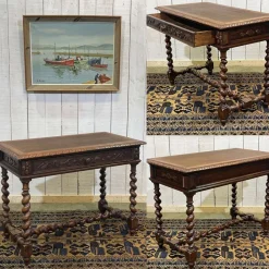 New Pamono Henry II Oak Desk, Early 20th Century