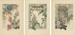 Pamono Henry Lambert, Floral Harmony, 1896, Paper, Set of 3> Art Nouveau