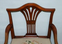 New Pamono Hepplewhite Elbow Armchair with Floral Needlepoint Cushion