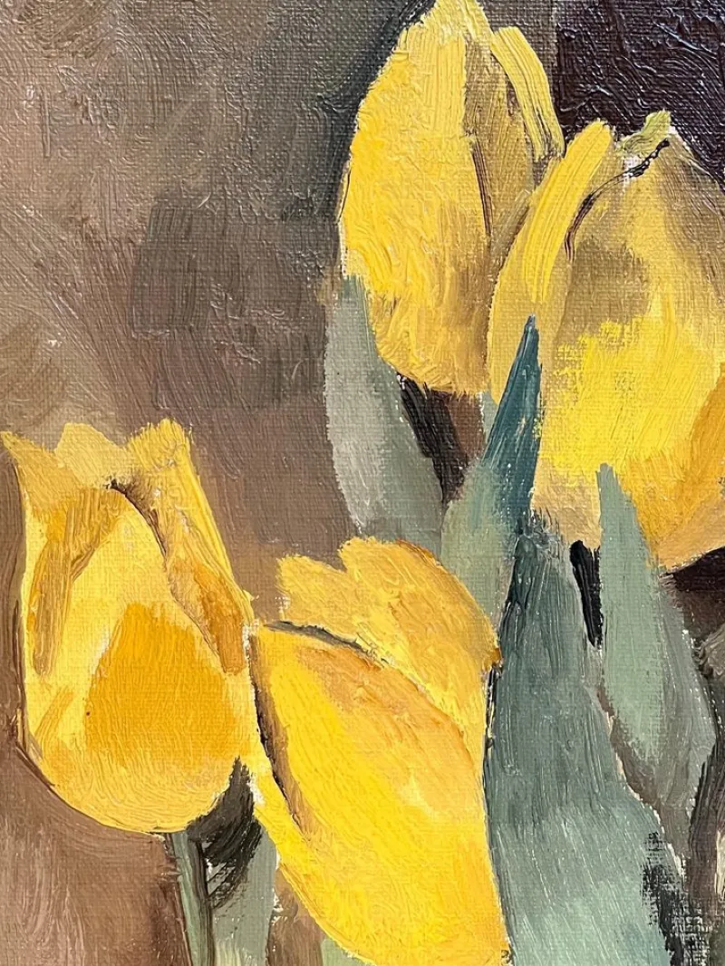 Outlet Pamono Herbert Theurillat, Yellow Tulips, Oil on Canvas