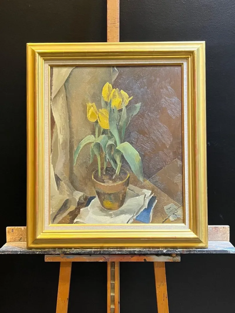 Outlet Pamono Herbert Theurillat, Yellow Tulips, Oil on Canvas