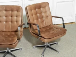 Pamono Hercules Desk Chairs in Leather by Kenneth Bergenblad for Dux, Sweden, 1970s, Set of 2> Office Chairs