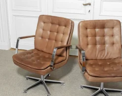 Pamono Hercules Desk Chairs in Leather by Kenneth Bergenblad for Dux, Sweden, 1970s, Set of 2> Office Chairs
