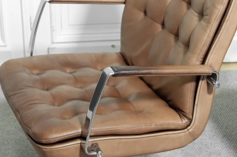 Pamono Hercules Desk Chairs in Leather by Kenneth Bergenblad for Dux, Sweden, 1970s, Set of 2> Office Chairs