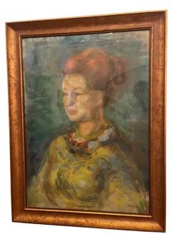 New Pamono Heribert Potuznik, Portrait of Woman, 1920s, Pastel, Framed