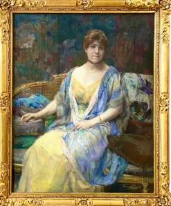 New Pamono Herman Richir, Lady on the Sofa, 1890s, Pastel, Framed