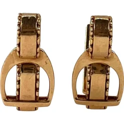 Discount Pamono Hermes Paris French Stirrup 18k Yellow Gold Cufflinks, 1950s