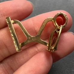 Discount Pamono Hermes Paris French Stirrup 18k Yellow Gold Cufflinks, 1950s