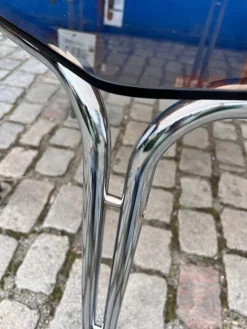 Pamono Hexagon Dining Table in Smoked Glass and Chrome><noscript><img width=