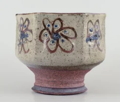 Pamono Hexagonal Ceramic Vase in Raku Technique from Birgit Krog, 1970s> Vases