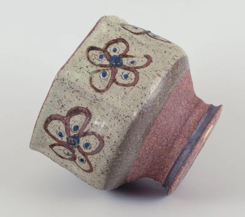 Pamono Hexagonal Ceramic Vase in Raku Technique from Birgit Krog, 1970s> Vases