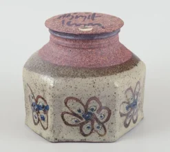 Pamono Hexagonal Ceramic Vase in Raku Technique from Birgit Krog, 1970s><noscript><img width=