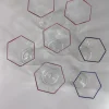 Hot Pamono Hexagonal Glasses in Blown Murano Glass Cobalt and Red Rim by Carlo Scarpa, 1950s, Set of 7