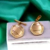 Discount Pamono Hexagonal Gold Cufflinks with Matte Reliefs and Raised Trims, Set of 2