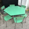Pamono Hexagonal Nursery Table with Formica Chairs, Italy, 1960s, Set of 7> Children's Tables
