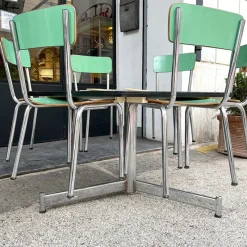 Pamono Hexagonal Nursery Table with Formica Chairs, Italy, 1960s, Set of 7><noscript><img width=