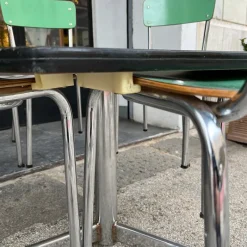 Pamono Hexagonal Nursery Table with Formica Chairs, Italy, 1960s, Set of 7><noscript><img width=