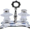 Discount Pamono Hexagonally Cut Glass Silver Salt and Pepper Shakers, Set of 3