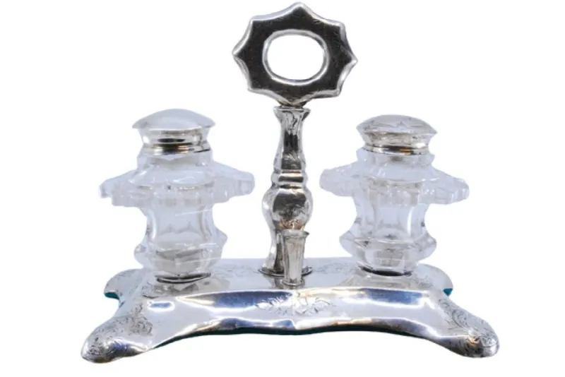 Discount Pamono Hexagonally Cut Glass Silver Salt and Pepper Shakers, Set of 3