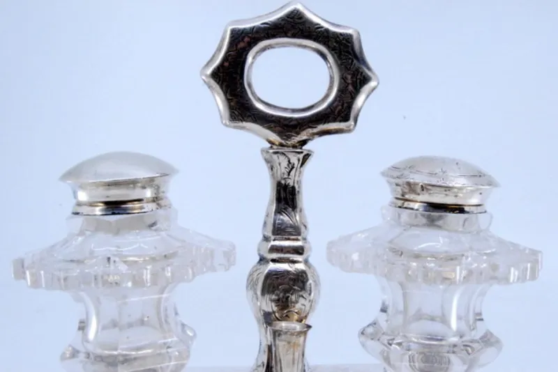 Discount Pamono Hexagonally Cut Glass Silver Salt and Pepper Shakers, Set of 3