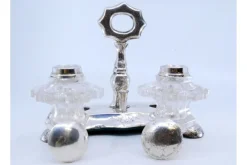 Discount Pamono Hexagonally Cut Glass Silver Salt and Pepper Shakers, Set of 3