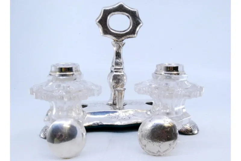 Discount Pamono Hexagonally Cut Glass Silver Salt and Pepper Shakers, Set of 3