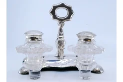 Discount Pamono Hexagonally Cut Glass Silver Salt and Pepper Shakers, Set of 3