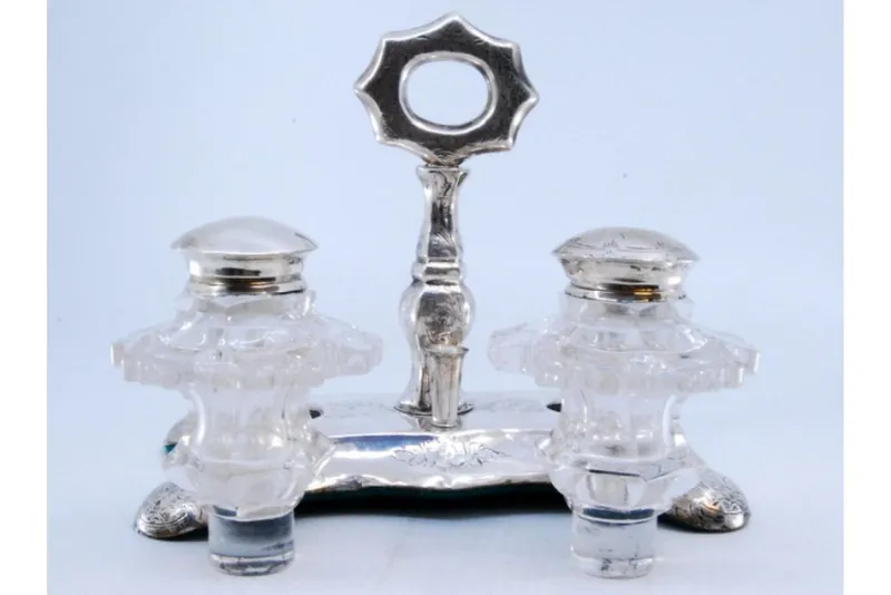 Discount Pamono Hexagonally Cut Glass Silver Salt and Pepper Shakers, Set of 3