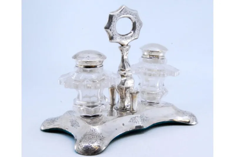 Discount Pamono Hexagonally Cut Glass Silver Salt and Pepper Shakers, Set of 3
