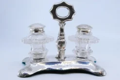 Discount Pamono Hexagonally Cut Glass Silver Salt and Pepper Shakers, Set of 3