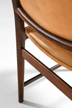 Pamono High Back Dining Chairs in Rosewood and Leather attributed to Torbjørn Afdal, 1950s, Set of 6><noscript><img width=