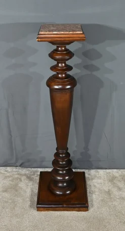 Pamono High Column in Walnut and Marble, 1920> Pedestals And Columns