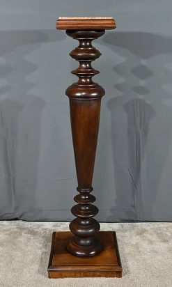 Pamono High Column in Walnut and Marble, 1920><noscript><img width=