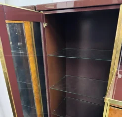 Pamono High Sideboard in Radica and Gilded Metal, 1970s><noscript><img width=