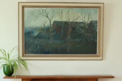 Pamono Hildegard Falk, Winter Landscape, 1960s, Oil on Canvas, Framed> Contemporary|Mid-Century