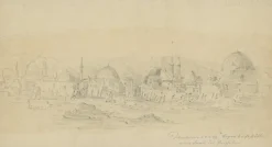 Pamono Historic View of Damascus and Burial Site of a Prophet's Wife, 1869, Paper> Work On Paper