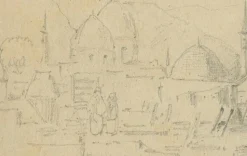 Pamono Historic View of Damascus and Burial Site of a Prophet's Wife, 1869, Paper><noscript><img width=