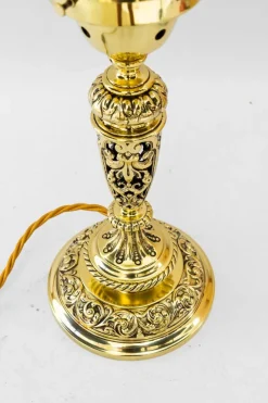 Sale Pamono Historistic Table Lamp with Original Cut Glass Shade, Vienna, 1890s