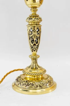 Sale Pamono Historistic Table Lamp with Original Cut Glass Shade, Vienna, 1890s