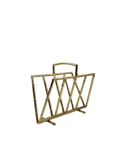 Clearance Pamono Hollywood Regency Bamboo-Effect Brass Magazine Rack from Montagnani, Italy 1970s
