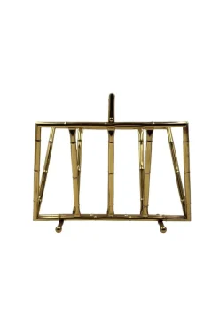 Clearance Pamono Hollywood Regency Bamboo-Effect Brass Magazine Rack from Montagnani, Italy 1970s