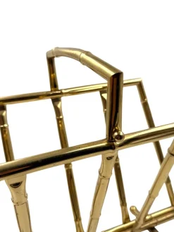Clearance Pamono Hollywood Regency Bamboo-Effect Brass Magazine Rack from Montagnani, Italy 1970s