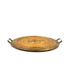 Best Pamono Hollywood Regency Brass and Wicker Tray, Italy, 1970s