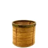 Outlet Pamono Hollywood Regency Brass and Wicker Paper Basket, Italy, 1970s
