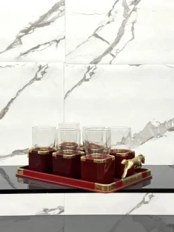 Best Pamono Hollywood Regency Glasses and Tray Set by Hans Turnwald, 1970s, Set of 7