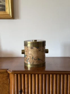 Pamono Hollywood Regency Golden Ice Bucket, France, 1970s><noscript><img width=